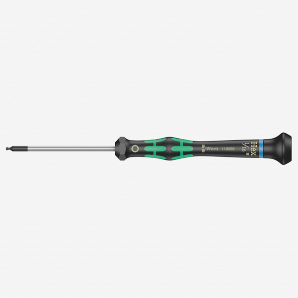 Wera 118098 1/16" x 60mm Kraftform Micro Ball End Hex Precision Screwdriver