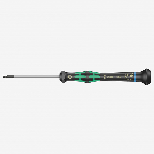 Wera 118100 5/64" x 60mm Kraftform Micro Ball End Hex Precision Screwdriver