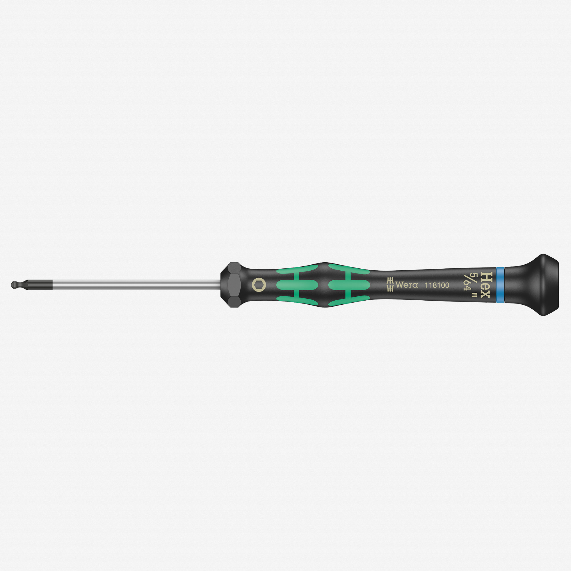 Wera 118100 5/64" x 60mm Kraftform Micro Ball End Hex Precision Screwdriver