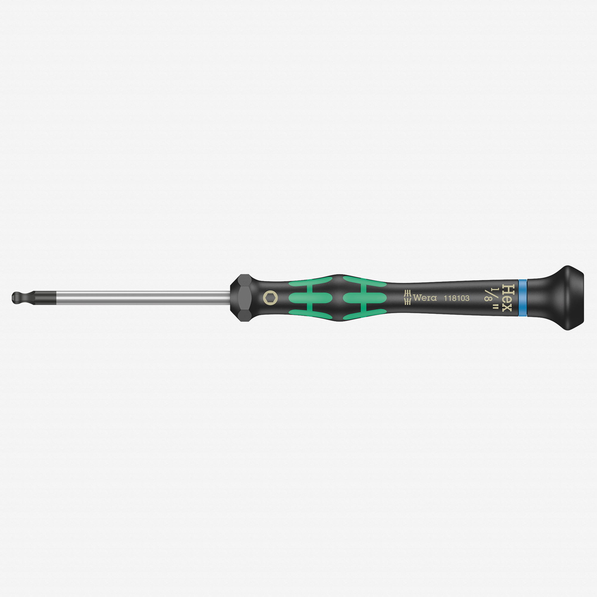 Wera 118103 1/8" x 60mm Kraftform Micro Ball End Hex Precision Screwdriver