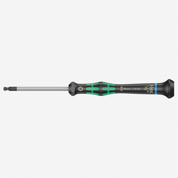 Wera 118103 1/8" x 60mm Kraftform Micro Ball End Hex Precision Screwdriver