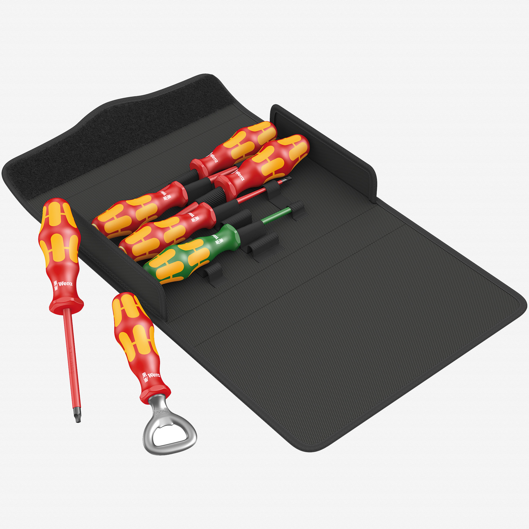 Wera 136018 Kraftform 100 iS/7 VDE Slim Screwdriver Set 3, PH/SQ/SL, 7 Pieces