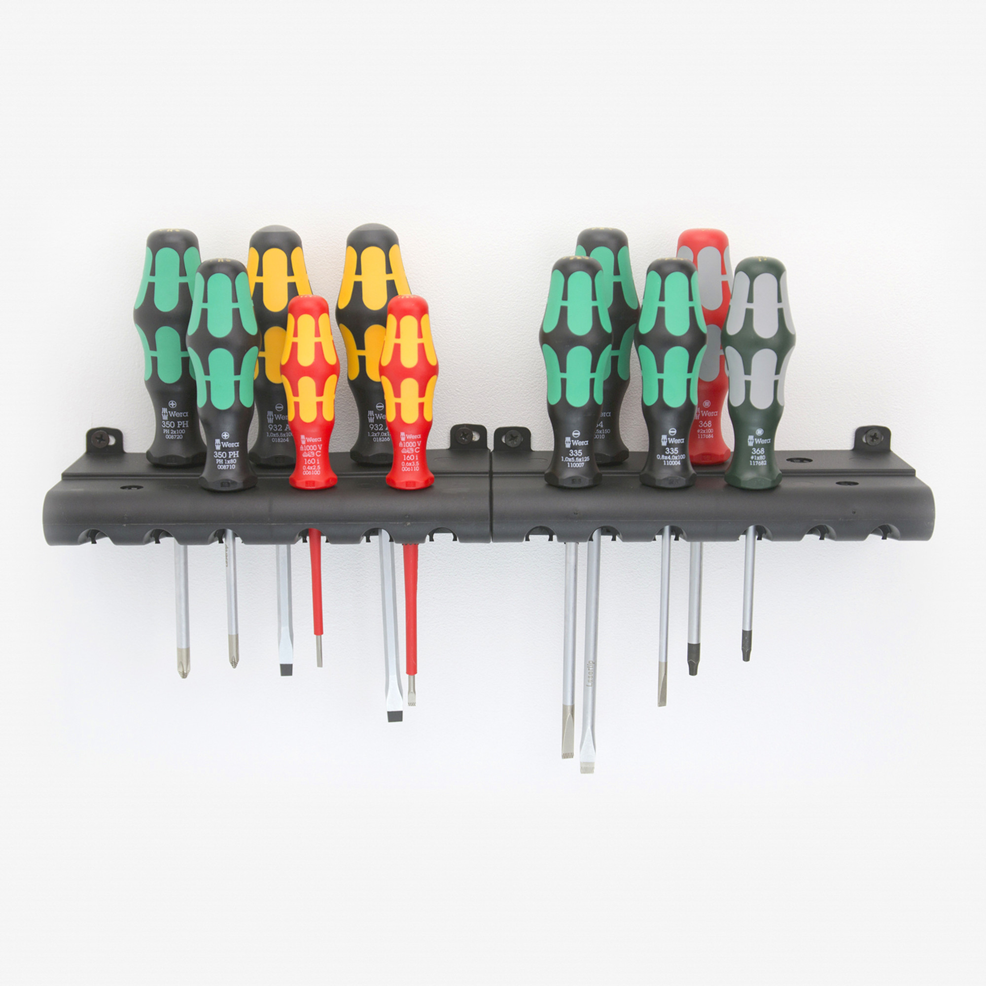 Wera 347106 Kraftform XXL 3 Slotted/Phillips/Square Screwdriver Set + Rack, 11 Pieces