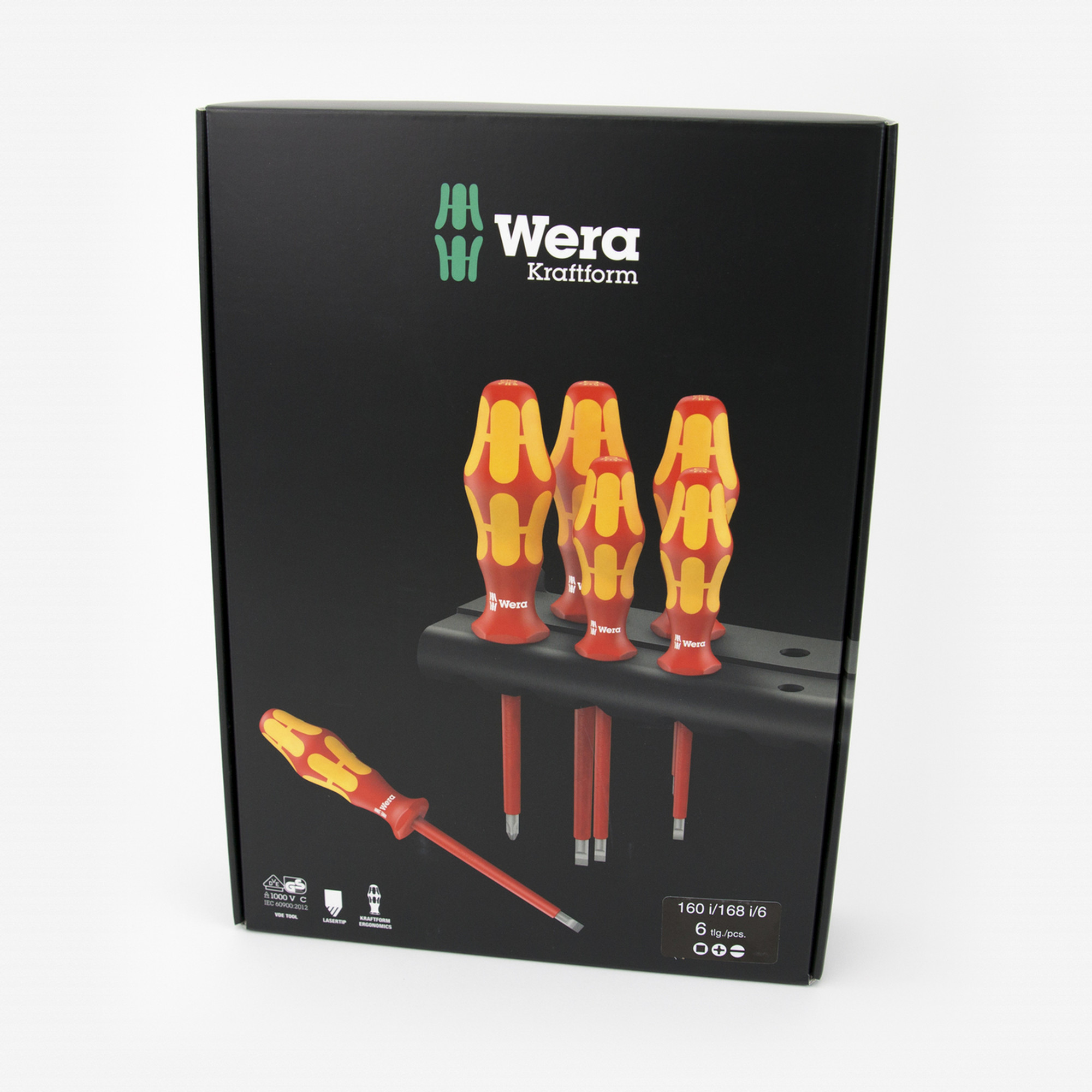 Wera 347777 VDE Insulated Slotted/Phillips/Square Screwdriver Set + Rack