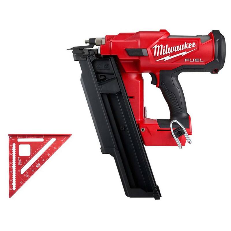 Milwaukee M18 FUEL 3-1/2 pulgadas 18-Voltios 21 grados Clavadora Inalámbrica de Marco de Iones de Litio sin Escobillas (Herramienta Solamente) con Escuadra de Rafter de 7 pulgadas - 2744-20-MLSQ070