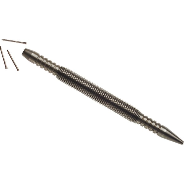 Hit Tool 2/32 In. x 7 In. HSS Steel Hammerless Spring Loaded Nail Starter & Nail Set - NSTRT2