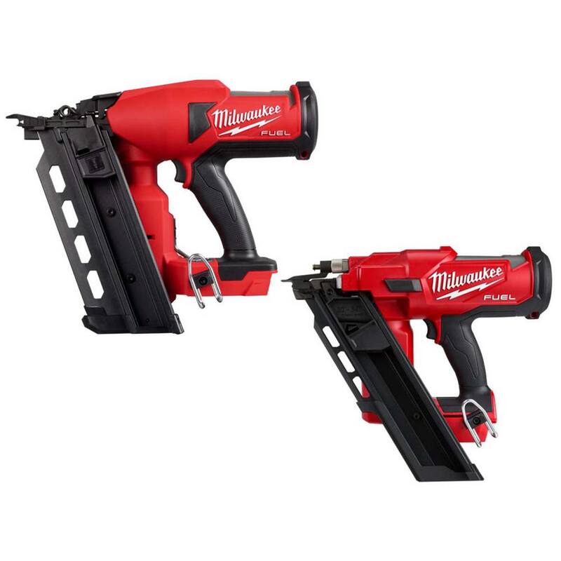 Milwaukee M18 FUEL 18-Volt Lithium-Ion Brushless Cordless Duplex Nailer (Herramienta Solamente) con M18 FUEL Clavadora para Armazones de 30 grados - 2844-20-2745-20.