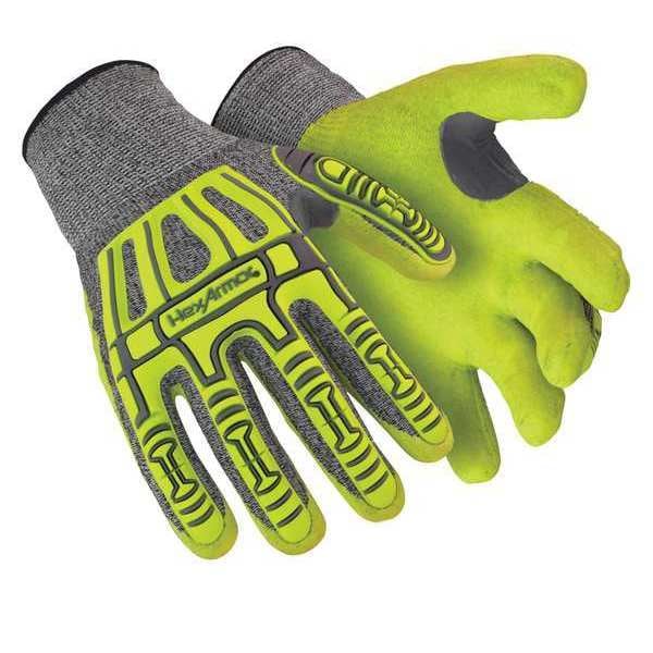 Guantes recubiertos de impacto, resistentes al corte y de alta visibilidad, Hexarmor, Nivel de corte A4, calibre 13, negro/gris/amarillo, talla L - 2090X-L (9)