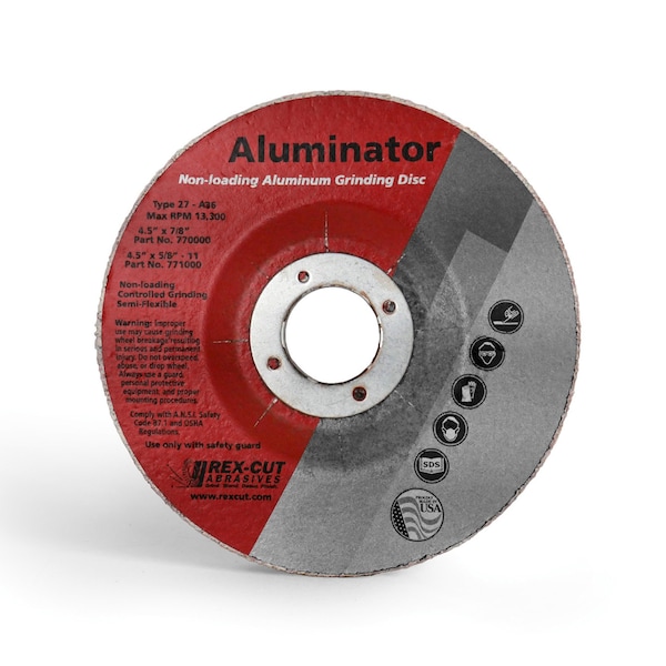 Rex Cut Aluminator Grinding Disc 4 1/2 X 7/8 T27 Aluminator Grind A36 - 770000