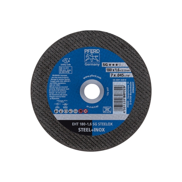 Pferd 7" x .045" Cut-Off Wheel, 7/8" A.H. - SG STEELOX - Type 1 - 63616
