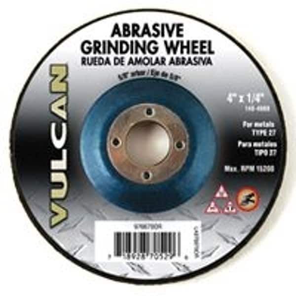 Vulcan Type 27 Depressed Center Grinding Wheel, 4 in Dia, 1/4 in Thick, 5/8 in Arbor, Premium - 976670OR