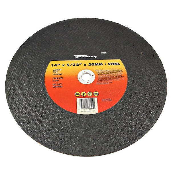 Forney Cutting Wheel, Metal, Type 1, 14 in x 5/32 in x 20 mm - 72355