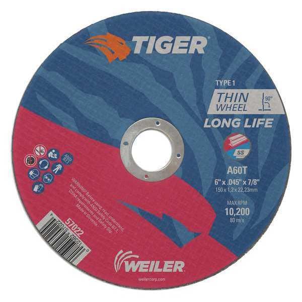 Tiger 6"x.045" TIGER AO Type 1 Cutting Wheel A60T 7/8" A.H. - 57022