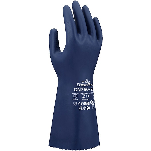 Guantes Showa resistentes a químicos, azules, XL/10, PR - CN750XL-10