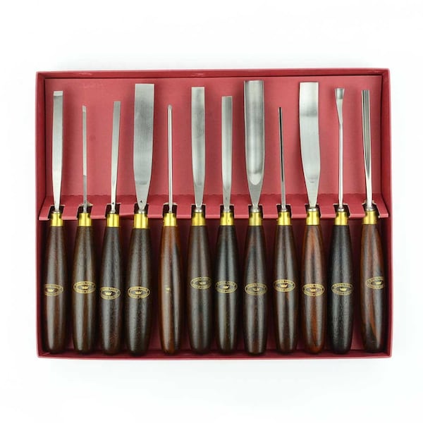 Crown Tools 12 Pieces Woodcarving Set - Display Cardboard Box - 22410