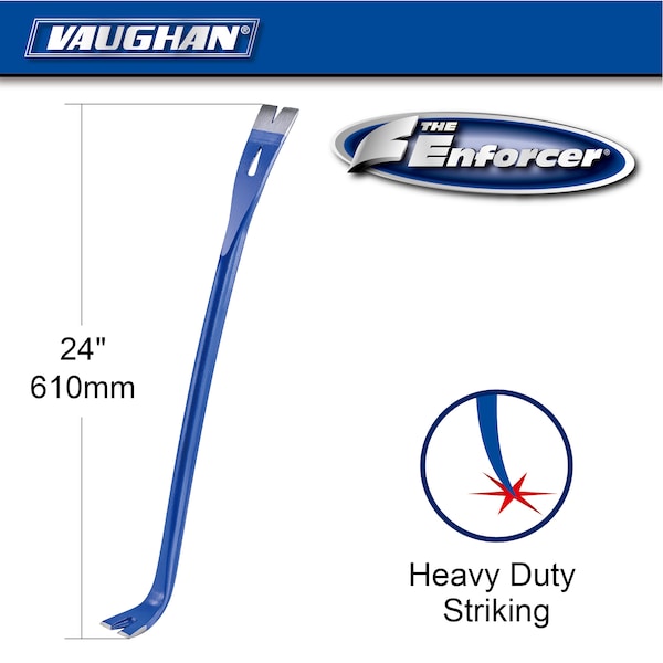 Vaughan 24 Inch Pry Crow Bar with Nail Puller and Curved Handle - 050005
