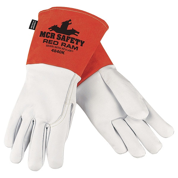Guante de cuero para soldadura Mcr Safety, café/blanco, M, paquete de 12 - 4840KM