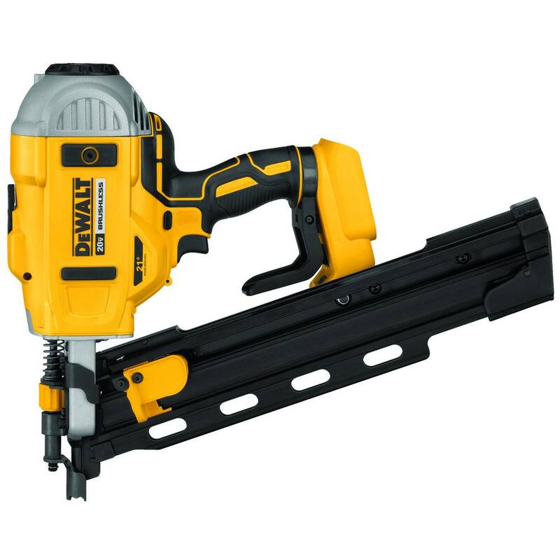 DEWALT 20V MAX XR Clavadora inalámbrica sin escobillas de 2 velocidades y 21 grados con alimentación de plástico y pelacables sin escobillas (sólo herramientas) - DCN21PLBW151B