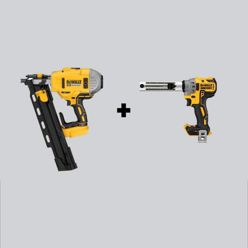 DEWALT 20V MAX XR Clavadora inalámbrica sin escobillas de 2 velocidades y 21 grados con alimentación de plástico y pelacables sin escobillas (sólo herramientas) - DCN21PLBW151B