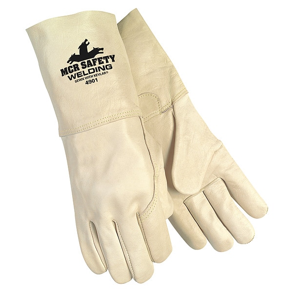 Guantes de soldadura MIG/TIG Mcr Safety, palma de cuero de vaca, talla L, paquete de 12 - 4901L