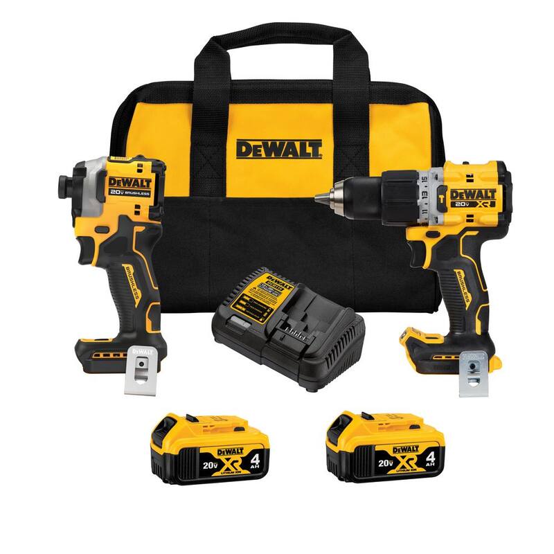 DEWALT 20V MAX XR Clavadora de armazones sin escobillas inalámbrica de 2 velocidades con ángulo de 21 grados y 21 grados, taladro percutor y kit de conductor de impacto - DCN21PLBW2050
