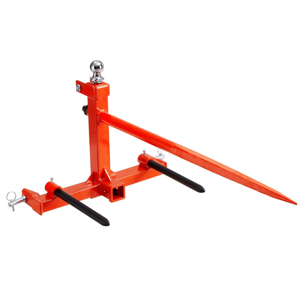 VEVOR 49" Hay Spear, Bale Spears 1600lbs Loading Capacity, Three-Point Hitch Tractor Attachment with 2pcs 17.5" Stabilizer Spears, Quick Attach Spike Forks - TZCZS49INCHSCWHSBV0
