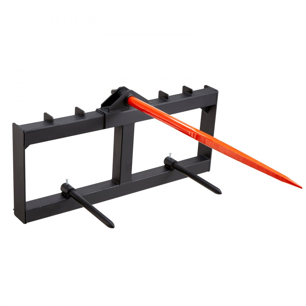VEVOR 49" Hay Spear, Bale Spears 1600lbs Loading Capacity, Skid Steer Loader Tractor Attachment with 2pcs 17.5" Stabilizer Spears, Quick Attach Spike Forks - TZCZS12ZHZ491U79BV0