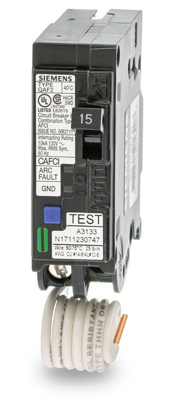 Siemens QA115AF 1 Pole Arc Fault Circuit Breaker