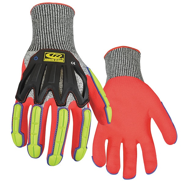 Guantes recubiertos Ansell, Nivel de corte A4, calibre 13, gris/rojo, 2XL - 065-12