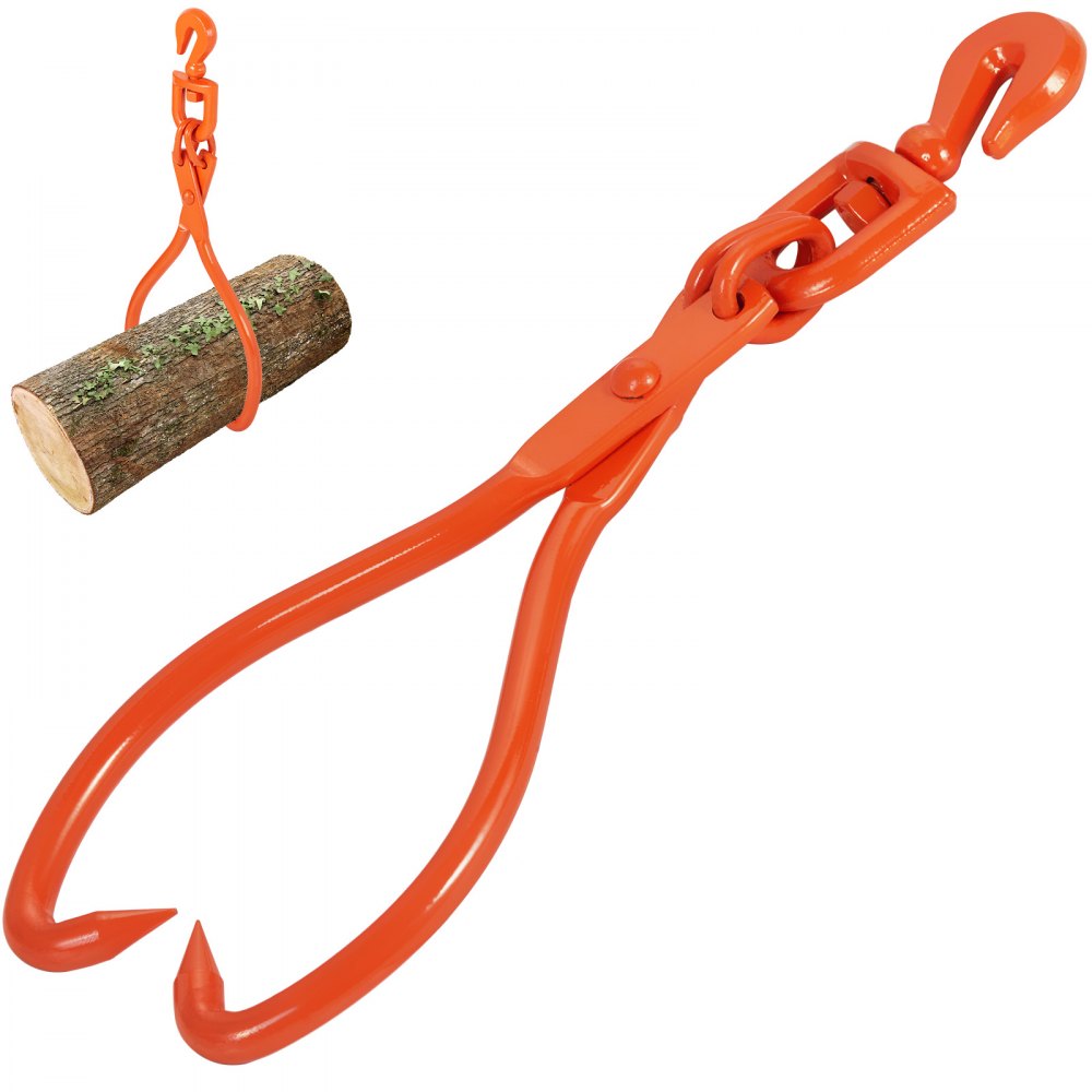 VEVOR Log Skidding Tongs, 18 inch 2 Claw Log Lifting Tongs, Heavy Duty Rotating Steel Lumber Skidding Tongs, 772 lbs/350 kg Loading Capacity, Log Lifting, Handling, Dragging & Carrying Tool - YMQZQ18YC2ZK618WUV0
