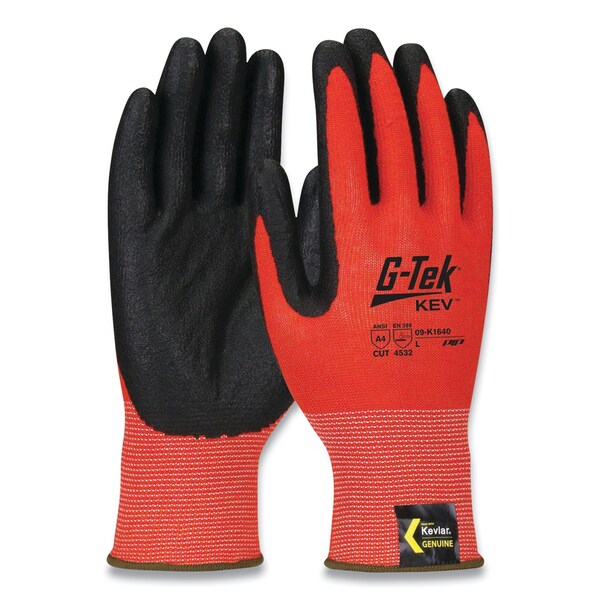 Guantes de Kevlar sin costuras G-Tek KEV Hi-Vis, tamaño grande, Rojo/Negro PR - 09-K1640/L