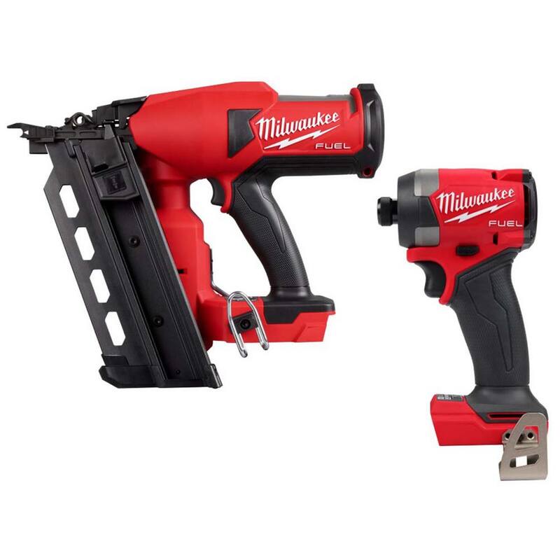 Milwaukee M18 FUEL Clavadora dúplex inalámbrica sin escobillas de 18 voltios de iones de litio (herramienta solamente) con atornillador de impacto M18 FUEL - 2844-20-2953-20.