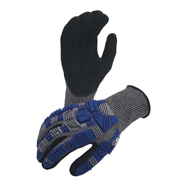 Guantes de trabajo resistentes al corte Azusa Safety, Nivel de corte A5, Gris/Negro/Azul, M - BW5010
