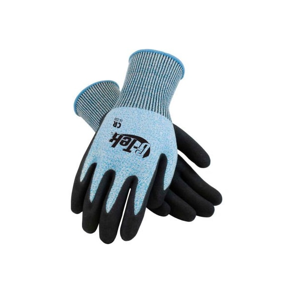 Guantes de agarre de nitrilo Pip PIP G-Tek® CR con forro HPPE azul/blanco, palma negra, XL, 1 DZ - 16-330/XL