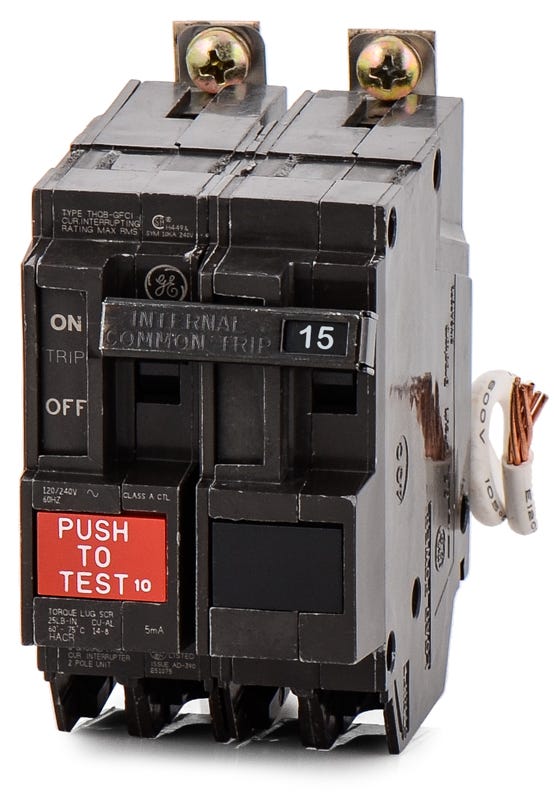 General Electric THQB2115GFI 2 Pole Circuit Breaker Ground Fault