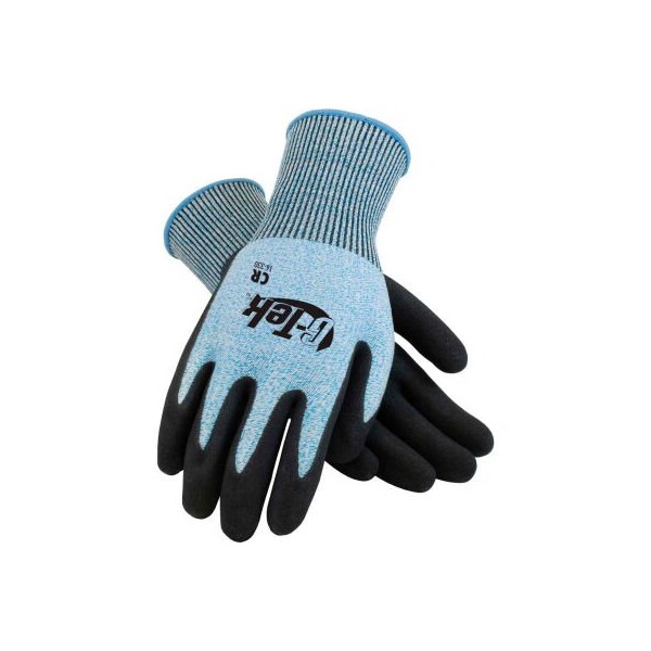 Guantes de agarre de nitrilo Pip PIP G-Tek® CR con revestimiento de HPPE azul/blanco, palma negra, XXL, 1 docena - 16-330/XXL