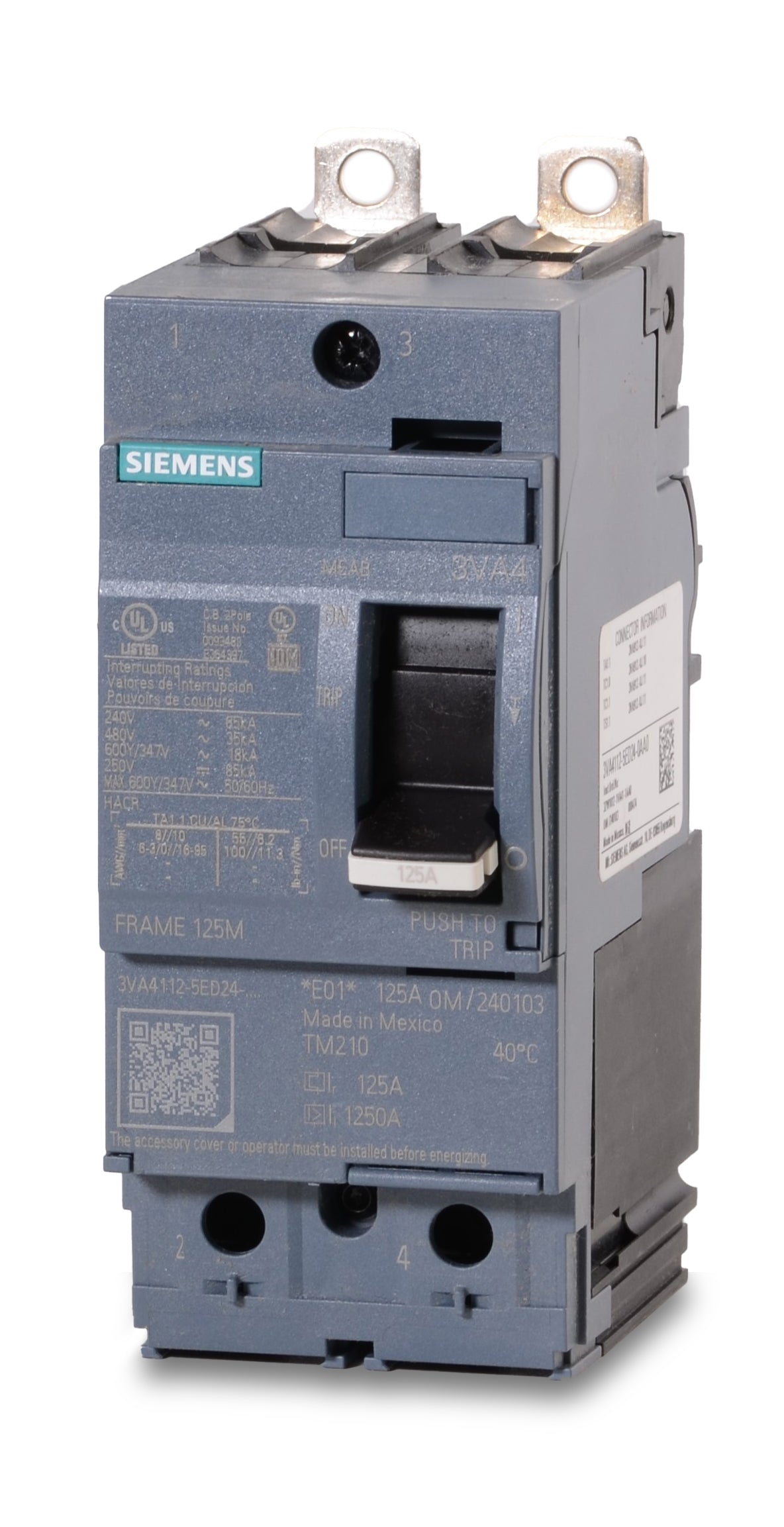 Siemens 3VA4112-5ED24-0AA0 2 Pole Circuit Breaker