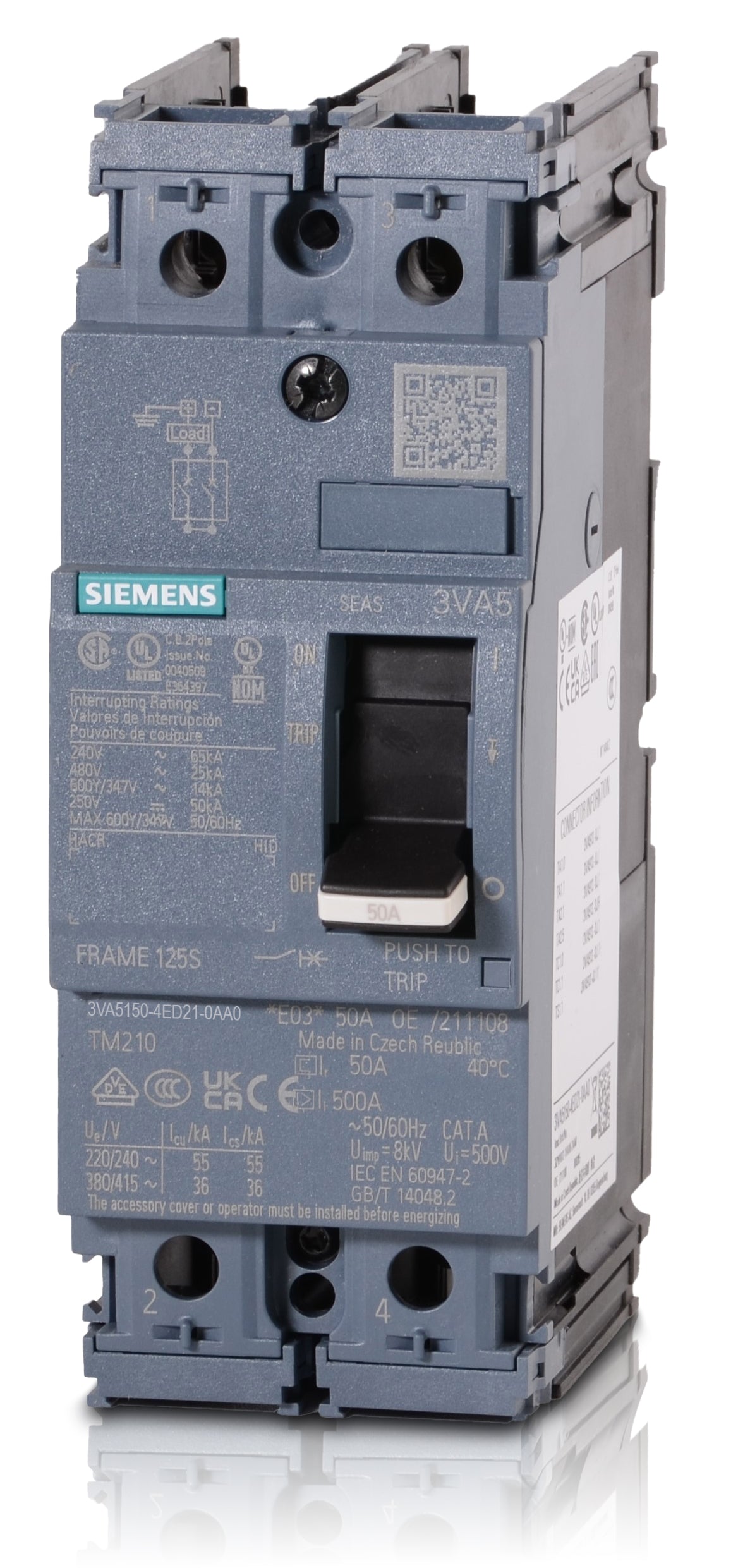 Siemens 3VA5150-4ED21-0AA0 2 Pole Circuit Breaker