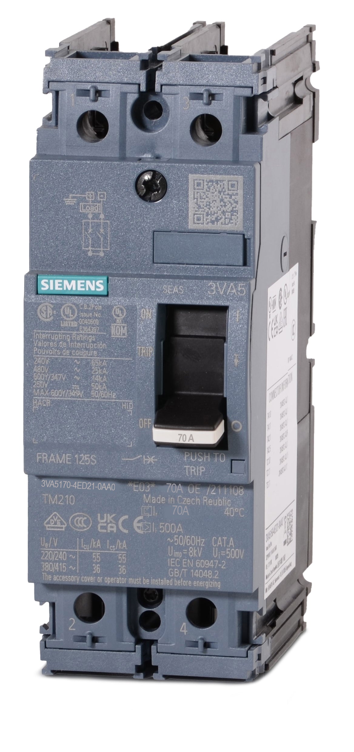 Siemens 3VA5170-4ED21-0AA0 2 Pole Circuit Breaker
