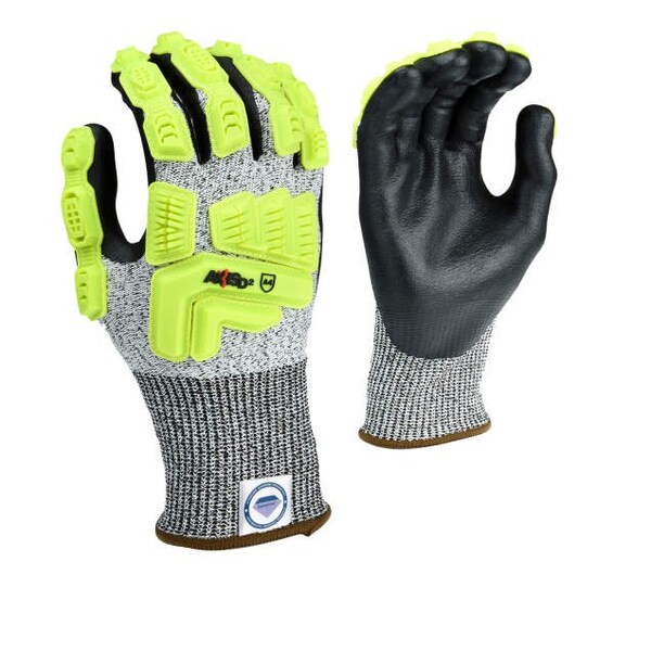 Guante resistente al corte Radians¬Æ Axis‚Ñ¢, Nitrilo Espuma Plm, Gry/Blk/HV Grn, 2XL, C/U - RWGD110XXL