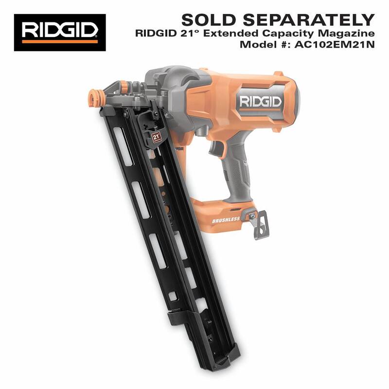 Clavadora de armazón inalámbrica sin escobillas de 18V a 21° y 3-1/2 in. de RIDGID con sierra circular sin escobillas de 7-1/4 in. (Solo herramientas) - R09894B-R8657B