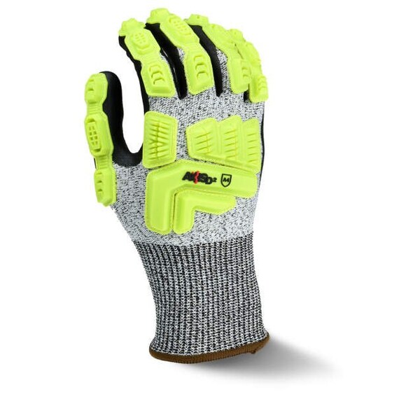 Guantes resistentes al corte Radians Radians¬Æ Axis‚Ñ¢, palma de espuma de nitrilo, gris/negro/verde de alta visibilidad, S, 1 par - RWGD110S