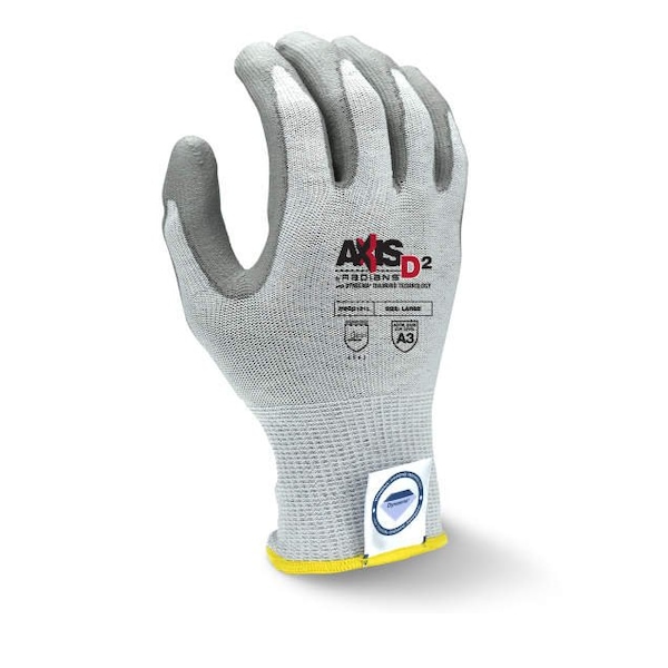 Radians Radians¬Æ Axis D2‚Ñ¢ Guantes con palma de poliuretano resistente al corte, color gris, talla 2XL, 1 par - RWGD101XXL