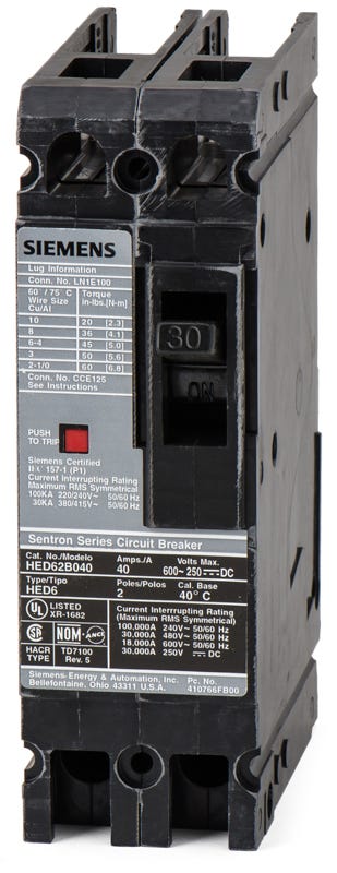 Siemens HHED62B030 2 Pole Circuit Breaker
