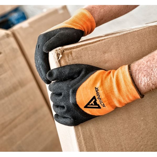 Guantes recubiertos resistentes al corte Ansell Hi-Vis, nivel de corte A2, 15 ga, negro/naranja, 9 - 97-011.