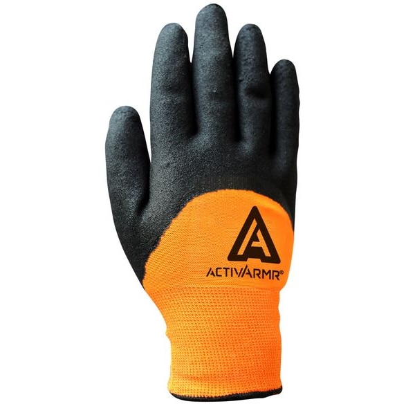 Guantes recubiertos resistentes al corte Ansell Hi-Vis, nivel de corte A2, 15 ga, negro/naranja, 9 - 97-011.