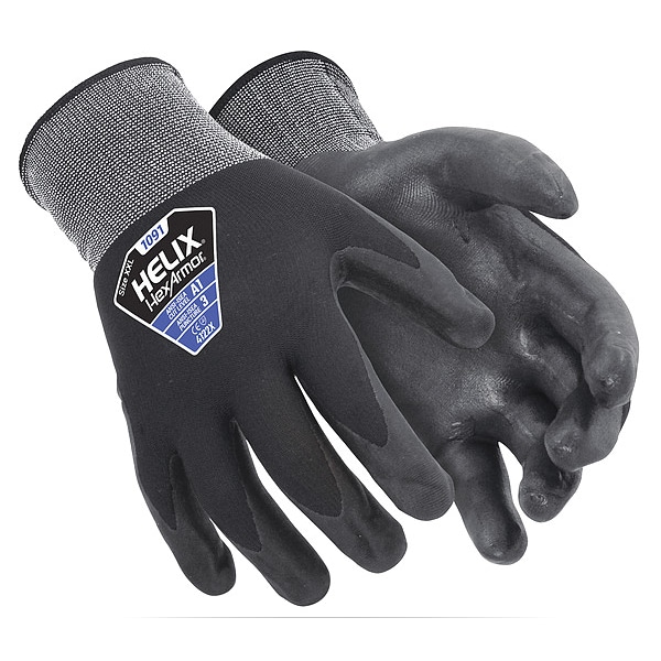 Guantes recubiertos resistentes a cortes de Hexarmor, Nivel de Corte A1, 15 ga, Negro, Mediano - 1091-M (8)
