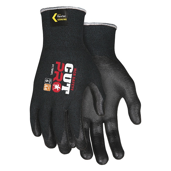 Guantes recubiertos resistentes al corte de Mcr Safety, Nivel de corte A4, calibre 13, Negro, 2XL (11) - 9178NFXXL