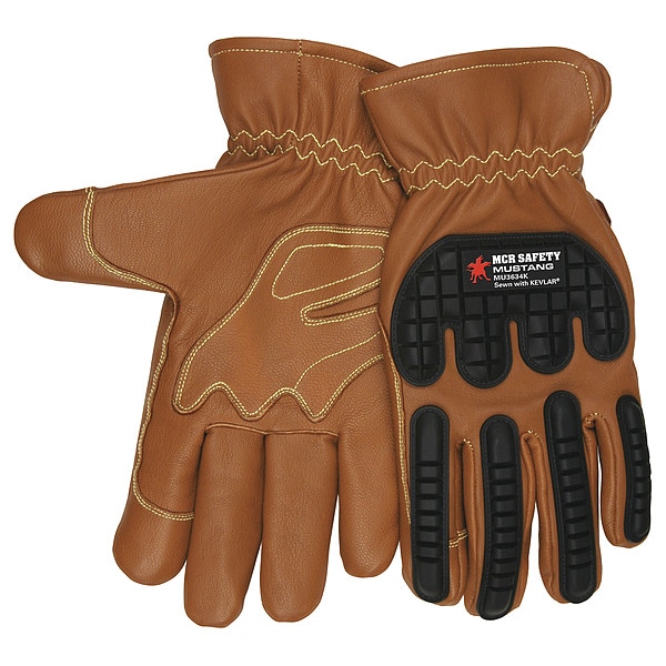 Guantes de piel Mcr Safety, Nivel de corte A4, Marrón/Negro/Marrón, M - MU3634KM