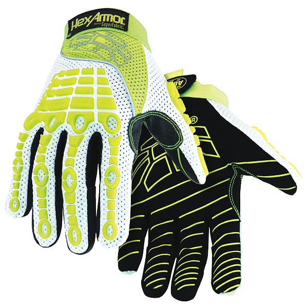 Guantes de impacto resistentes a cortes Hexarmor Hi-Vis, Nivel de corte A8, Negro, Talla L - 4030-L (9)